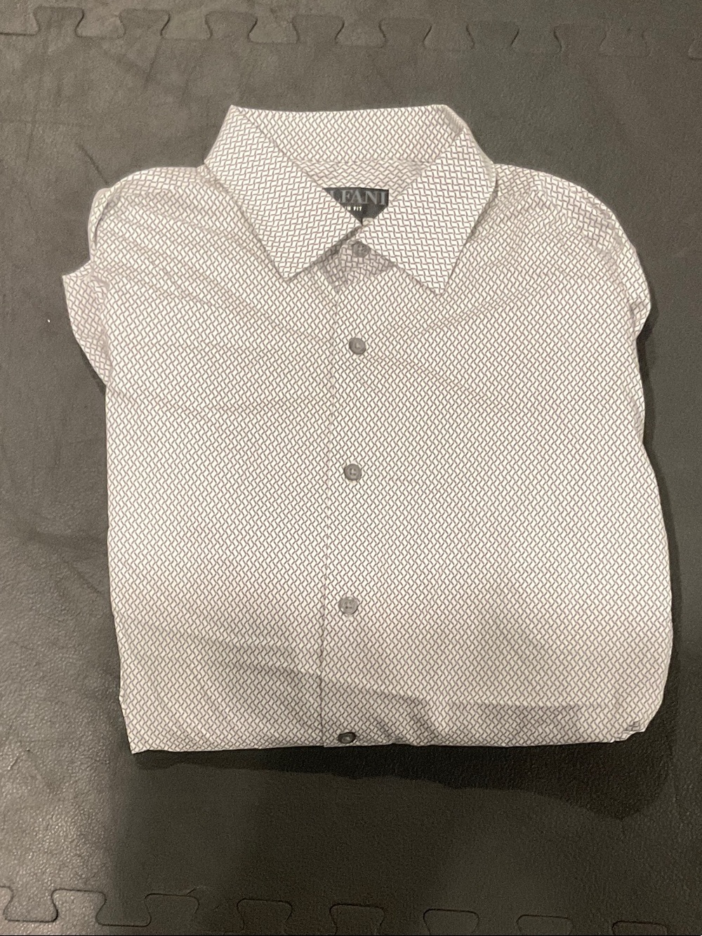 Alfani White Button-Up Dress Shirt with Geometric Print